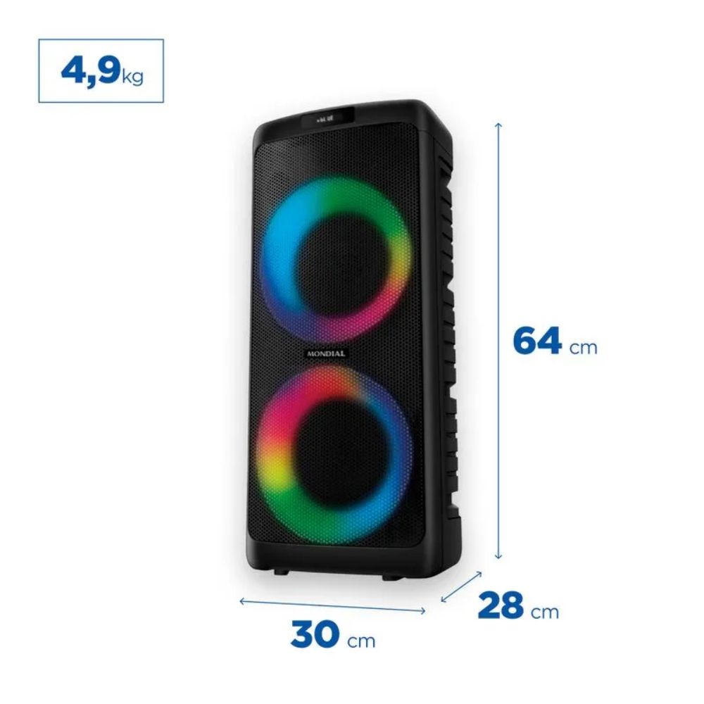 Caixa de Som Party Box PBX-600W RMS Bluetooth LED Mondial - Imagem 7