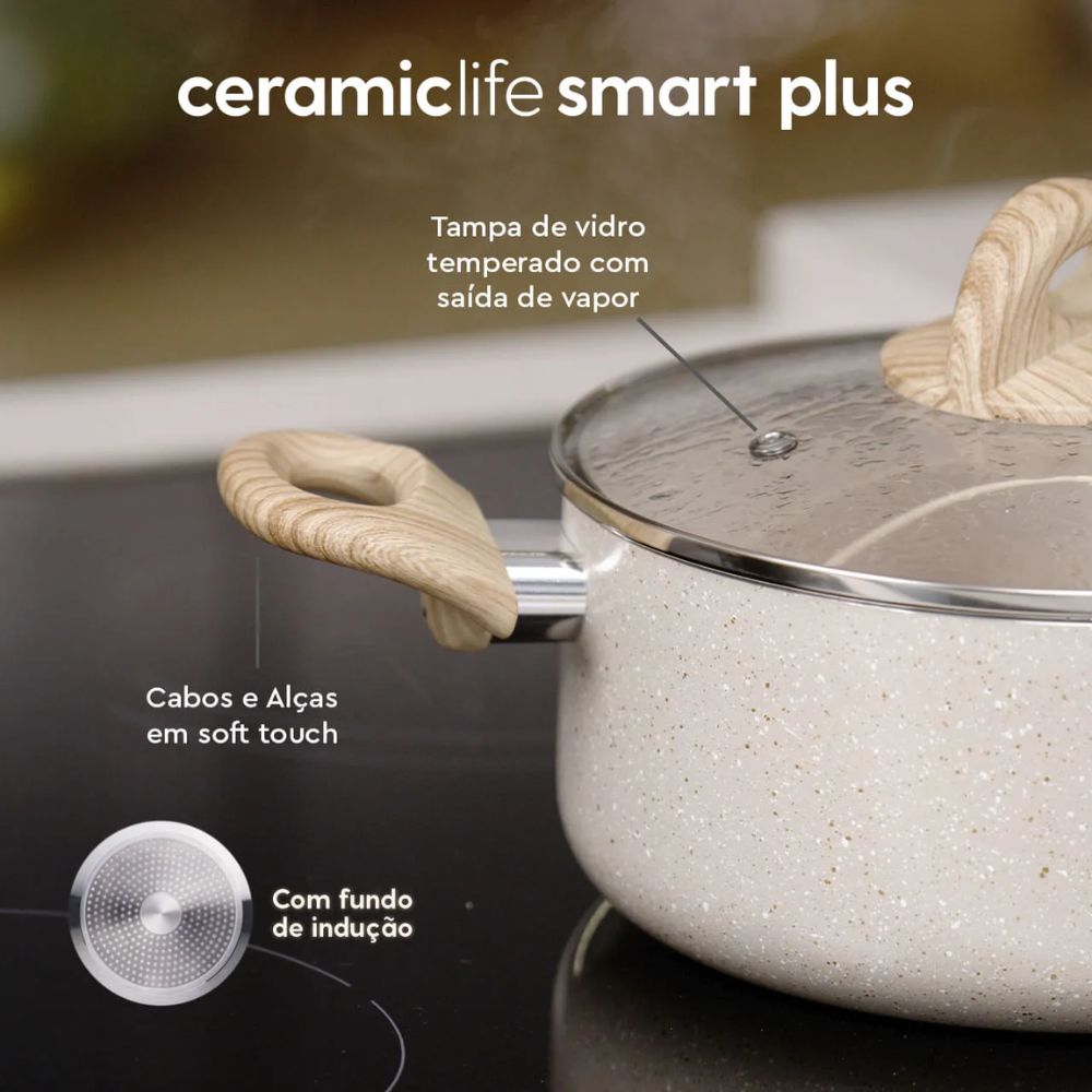 Jogo de Panelas Brinox Ceramic Life Smart Plus 5 Peças Areia - Imagem 8