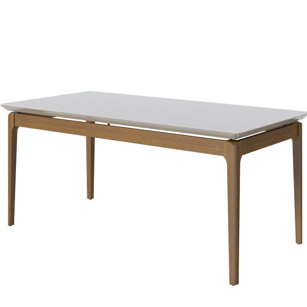 Mesa Imcal Wind 1.8 com Vidro Retangular — Off White/Cinamomo