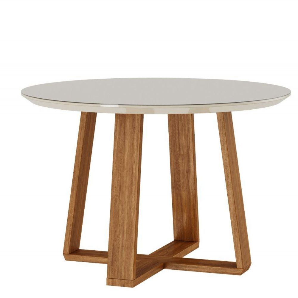 Mesa Imcal Wood 1.2 com Vidro Redonda