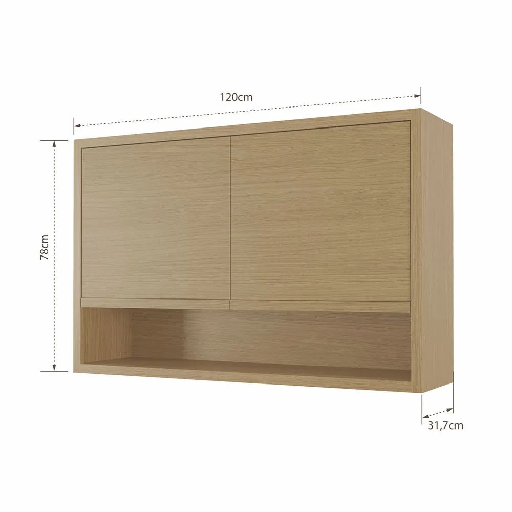 Armário Aéreo Condessa 120cm em MDF - Imagem 2