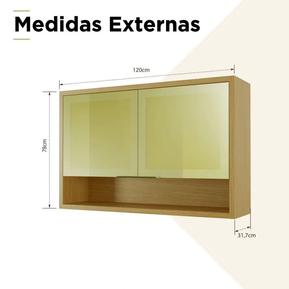 Armário Aéreo Nesher Condessa 120cm com Vidro Reflecta - Imagem 2