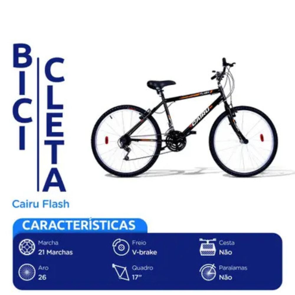 Bicicleta Cairu Flash Pop Bike Aro 26 Preto/Laranja - Imagem 5
