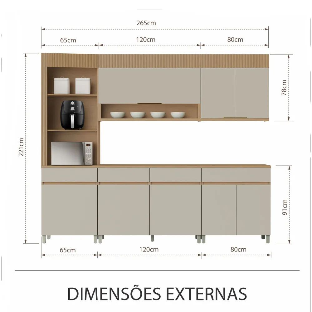 Cozinha Nesher Realeza Premium 265 cm - Imagem 3