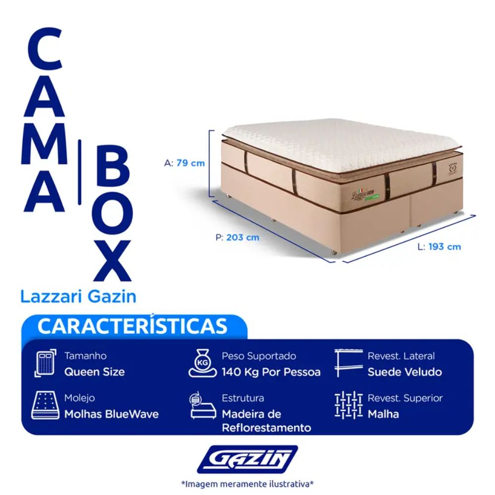 Colchão Cama Box King Gazin Lazzari BlueWave 193x203 - Imagem 3