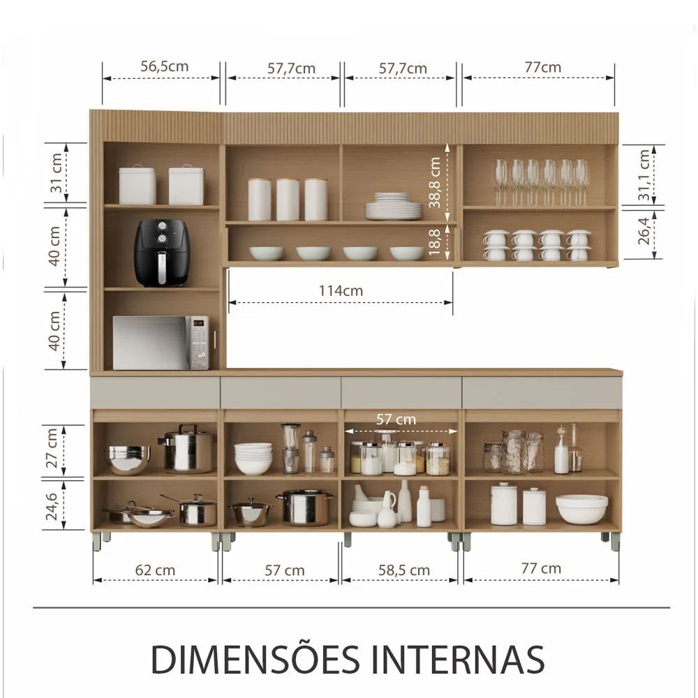 Cozinha Nesher Realeza Premium 265 cm - Imagem 4