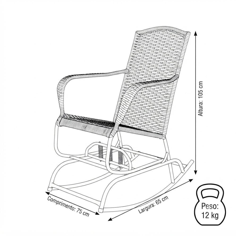 Cadeira de Balanço J Santos Nylon 3 Molas - Imagem 5